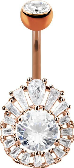 Actual product image Star Piercing Banana Rose Gold Princess with Large Crystal (Surgical steel 316L, Brass)