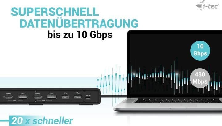 Produktbild i-tec USB-A/-C TB DUAL DOCK DUAL DISPLAY DOCK PD 100W (USB-C, 8 Ports)