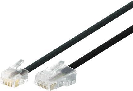 Image du produit Tecline Câble de raccordement modulaire, RJ11 St. (6P4C) / RJ45 St. (8P4C), noir, 6,0 m Pour le