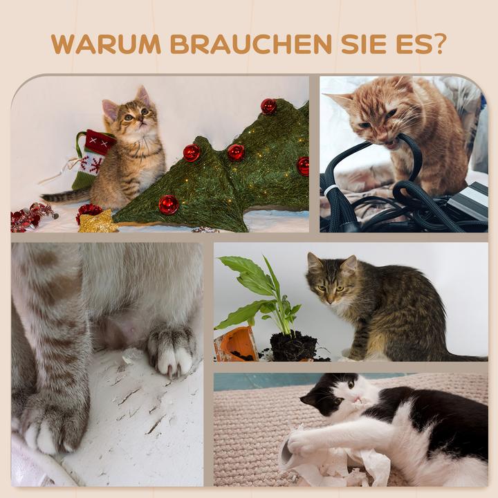 Image du produit PawHut Katzen Kletterwand Set Spanplatte, Plüsch Beige (54 cm, Beige+Blanc crème)