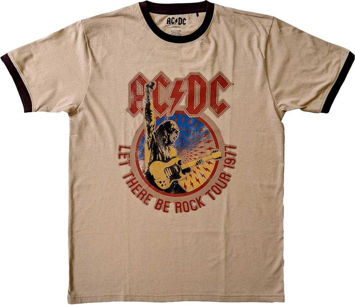 Actual product image AC/DC Unisex Adult Let There Be Rock Tour 1977 Ringer T-Shirt (L)
