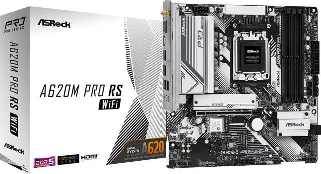 Actual product image AsRock MB AMD AM5 A620M PRO RS WiFi (AM5, AMD A620, mATX)