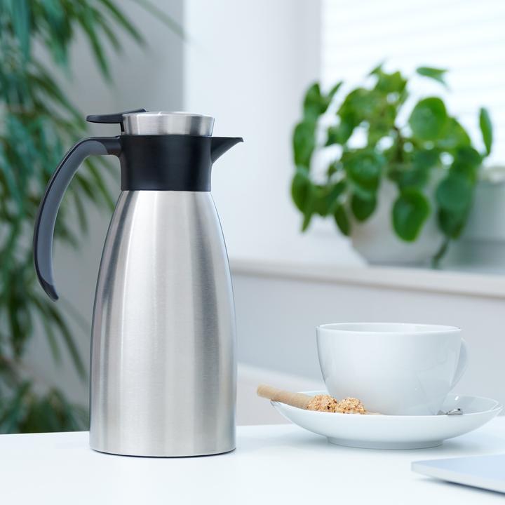 Actual product image Emsa Vacuum jug SOFT GRIP, 1.0 litre, stainless steel / wine red One-handed operation with quick-tip (1 l)