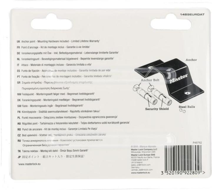 Actual product image Master Lock Wall / floor anchors 1489EURDAT