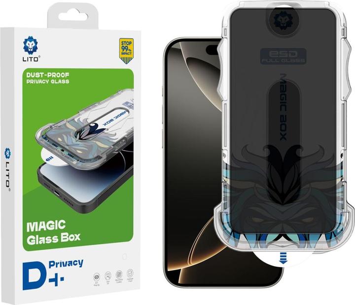 Actual product image Lito Armoured glass privacy incl. installation tool (1 Piece, Apple iPhone 16 Pro)