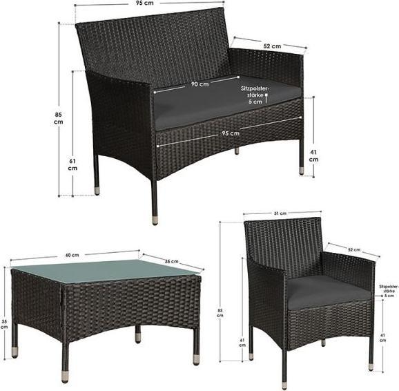 Produktbild Juskys Polyrattan Sitzgruppe Fort Myers