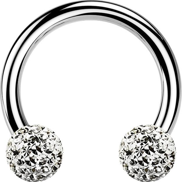 Produktbild Star Piercing Circular Barbell silber mit zwei Kristall Kugeln silber Epoxy Schutzschicht (Chirurgenstahl 316L, ohne Messing)