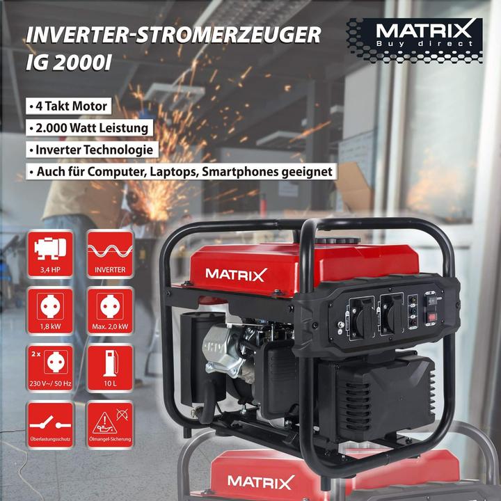 Produktbild Matrix Notstromaggregat Benzin (1800 W, 10 l)