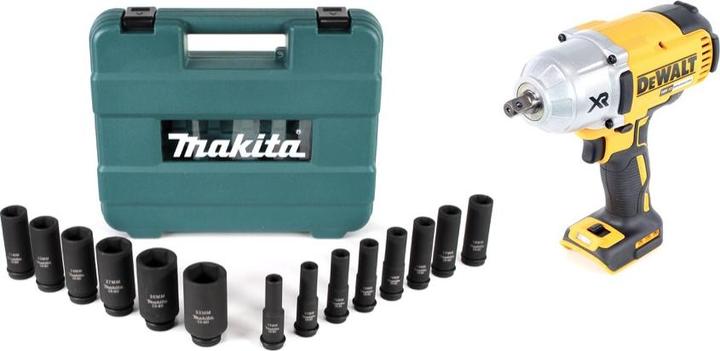 Immagine prodotto DeWalt DCF 899 N Avvitatore ad impulsi a batteria 18V + Set di 14 chiavi a bussola Makita B-52308 (Batteria ricaricabile)