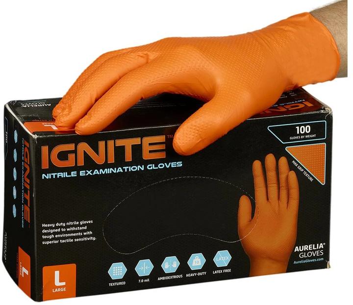 Immagine prodotto Lovehoney Guanto monouso Max Grip Nitrile, 100 pezzi, L, arancione (L)