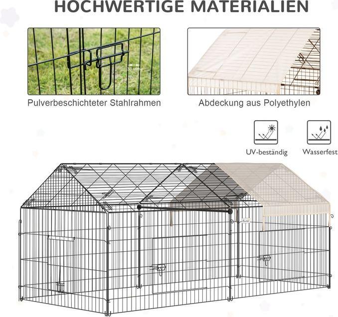 Produktbild Swisshandel24 Freigehege Freilaufgehege mit Sonnenschutz Kleintiergehege Kaninchenstall aussen Kaninchen Aussengeh