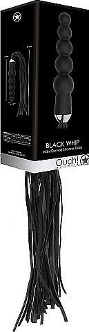 Actual product image Ouch! Black Whip with Curved Silicone Dildo