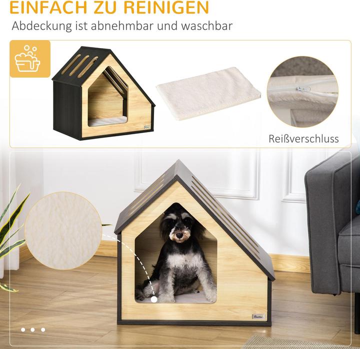 Produktbild PawHut Hundehütte mit Kissen (Hundehütte)