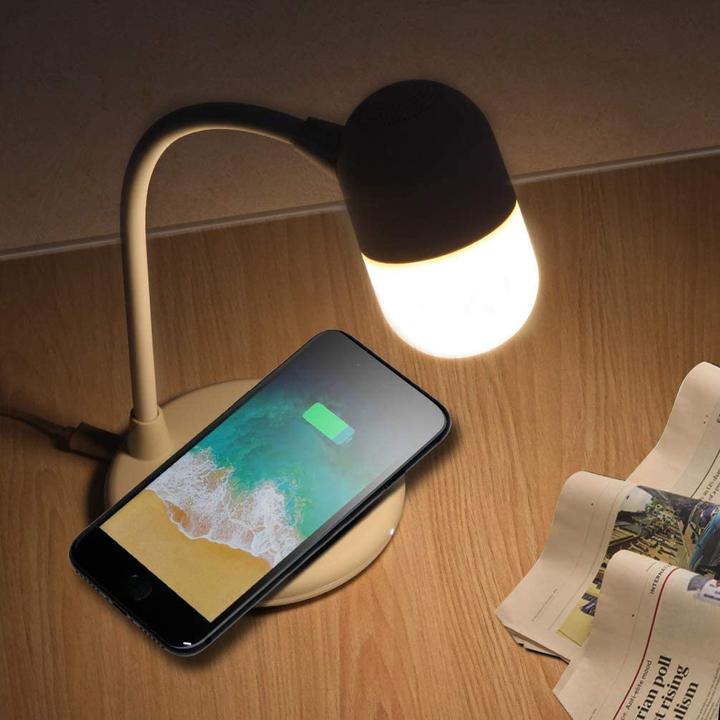 Produktbild PhoneLook 3-in-1-Nachttischlampe mit Lautsprecher, kabelloser Aufladung Wireless Charging