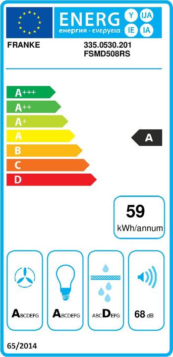 Label énergétique Franke Smart Deco Wandhaube (Hotte murale)