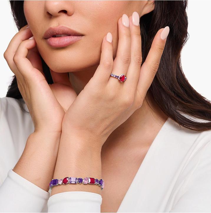 Produktbild Thomas Sabo Solitärring mit tropfenförmigen roten Stein Silber (54, 925 Silber)