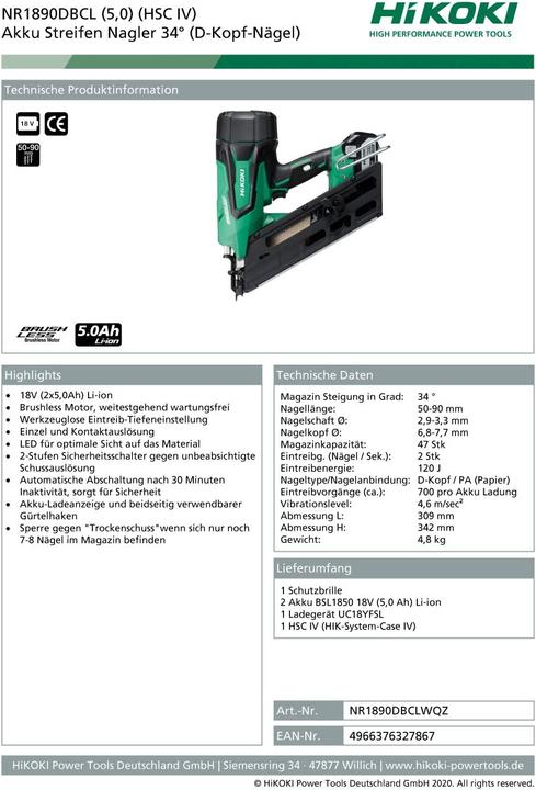 Produktbild Hikoki NR1890DBCL