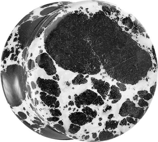 Star Piercing Flared Plug schwarz marmoriert aus Türkis Stein (ohne Messing, Mineralisch)