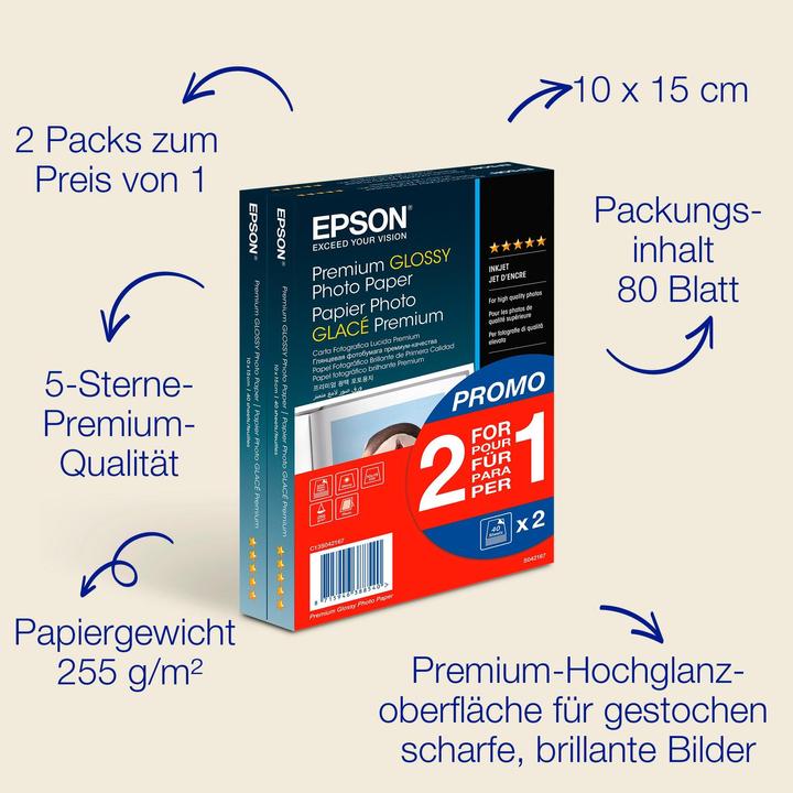 Produktbild Epson Premium Glossy (255 g/m², 10 x 15 cm, 80 x)