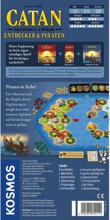 Produktbild Kosmos Die Siedler von Catan - Ergänzungs-Set zu Entdecker & Piraten (Deutsch)