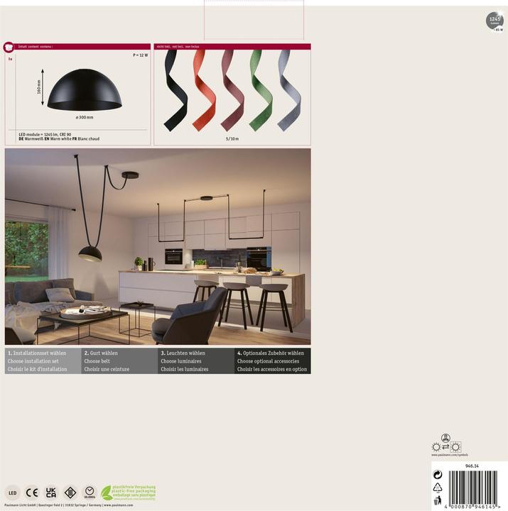 Actual product image Paulmann Gurt-System ULine Pendel Bol (1245 lm)