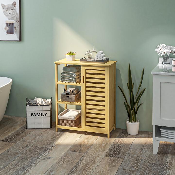 Immagine prodotto Kleankin Mobile da bagno con ripiano aperto e protezione antiribaltamento (66 x 33 x 87 cm)