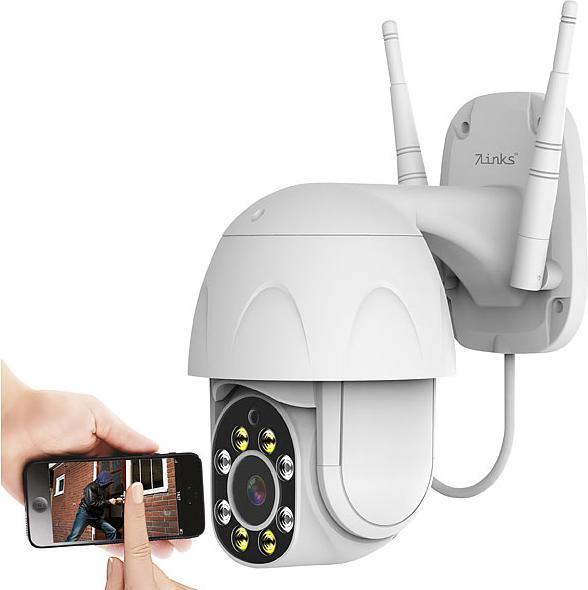 Actual product image 7links Pan Tilt Surveillance Camera with Full HD, 87dB Siren, Night Vision, LAN