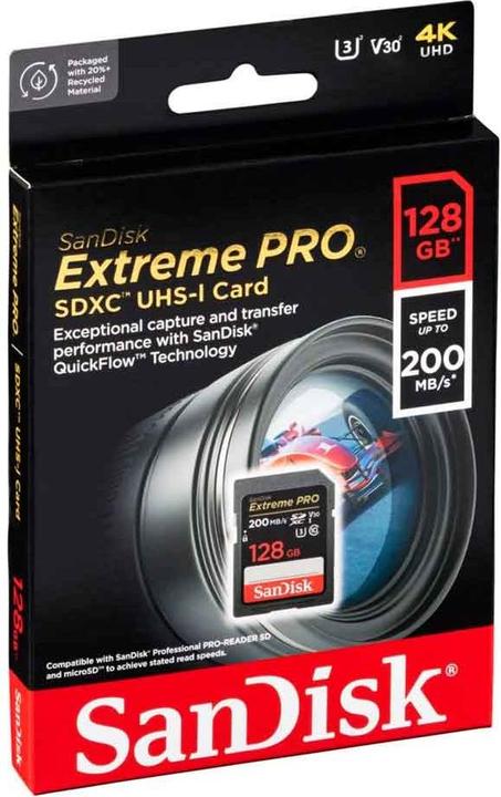 Produktbild SanDisk Extreme PRO UHS-I V30 (128 GB, SDXC, U3, UHS-I)