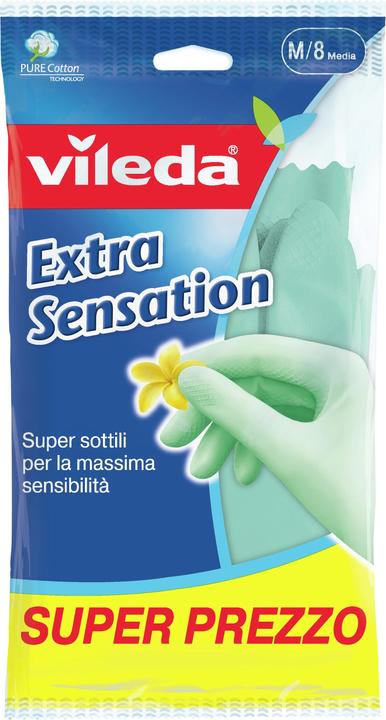 Immagine prodotto Vileda Guanti per la casa Extra Sensation in lattice di cotone verde 1 pezzo(i) (8)