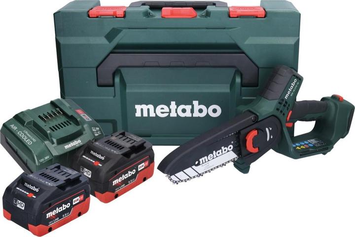 Immagine prodotto Metabo MS 18 LTX 15 Seghetto a batteria 18 V 15 cm 5 m/s + 2x batteria 5,5 Ah + caricatore + metaBOX (Sega a catena a batteria)