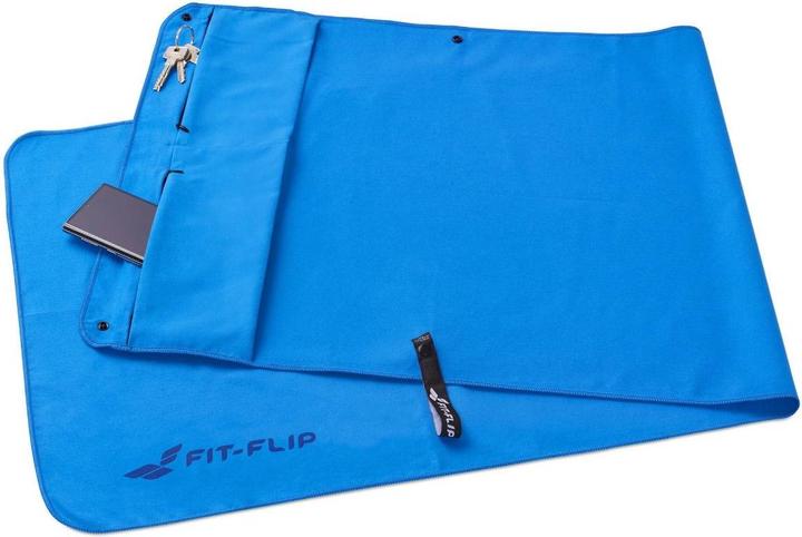 Image du produit Fit-Flip Fitnesshandtuch Mikrofaser mit Reissverschlusstasche 130x48cm (130 x 48 cm)