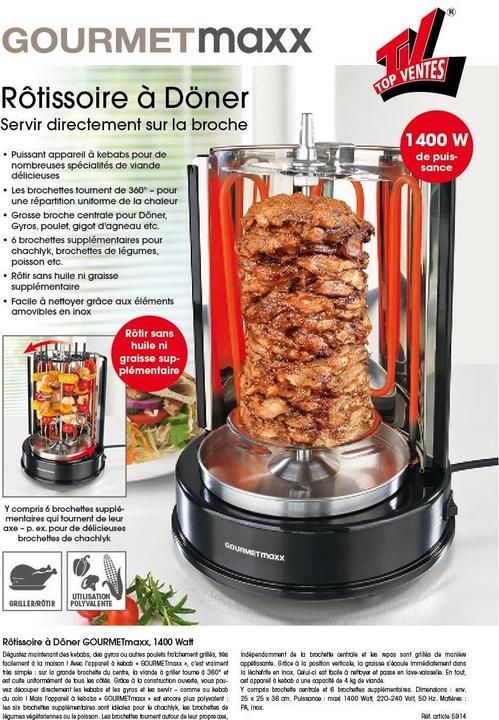 Image du produit Gourmetmaxx Grille pour kebab 05914