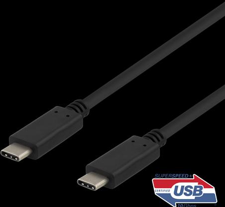 Image du produit Deltaco Câble USB-C vers USB-C, 1m, 10Gbps, 100W 5A, USB 3.1 Gen Black USBC-1402 (1 m, USB 3.2 Gen 2)