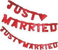 Image du produit Party Chaîne de lettres "Just married" rouge, 170 cm
