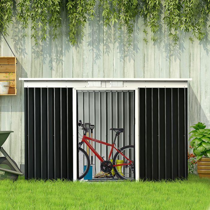 Actual product image Swisshandel24 Garden shed, garden shed, tool shed with sliding door, ventilation window, mono-pitch roof