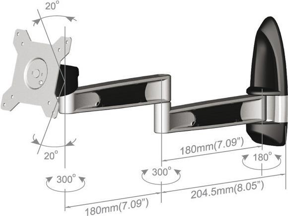 Image du produit Tronje LCD TFT Wandhalter AR210, 15"-2X", max.12kg (Mur, 24", 12 kg)