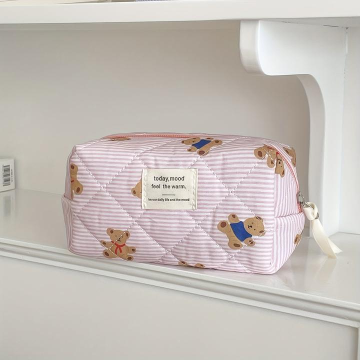 Image du produit Only-Bags.Store Trousse de toilette matelassée en forme d'ourson - parfaite pour le voyage ou l'école - douce