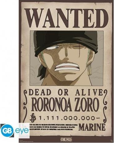 Image du produit GB Eye One Piece - Poster Maxi 91.5x61 - Wanted Roronoa Zoro (91,5 x 61 cm)