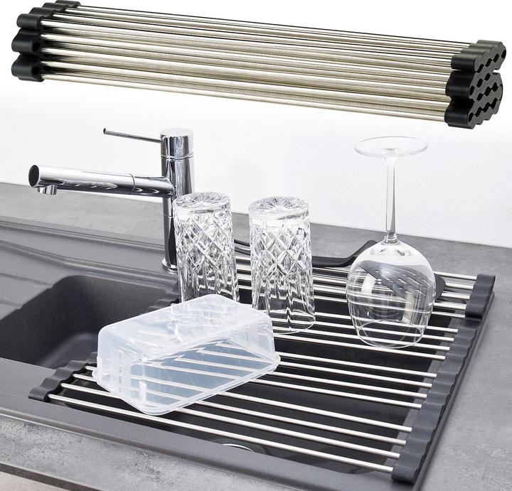 Produktbild Rosenstein & Söhne Faltbare XXL-Edelstahl Abtropf-Auflage für Spülbecken