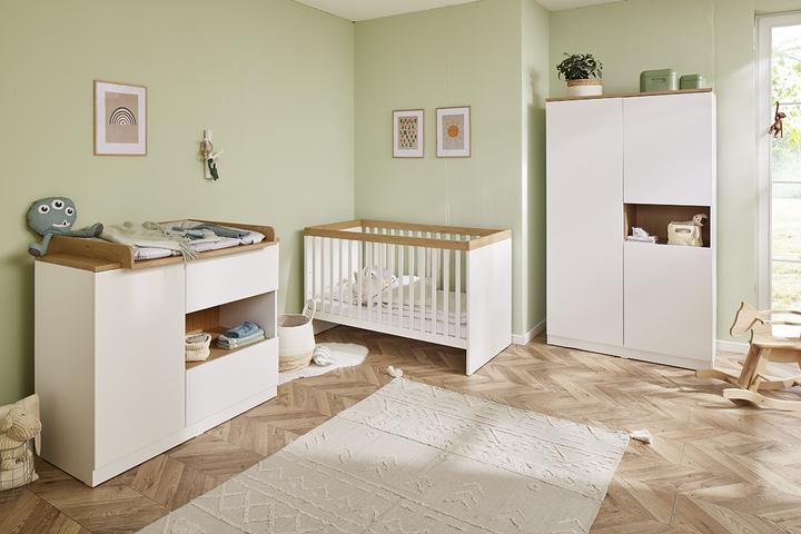 Pinolino Kinderzimmer-Set „Linje” breit, 3-tlg. (Kinderkleiderschrank, Babybett, Wickelkommode)