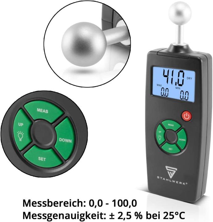 Produktbild Stahlwerk Profi Feuchtigkeitsmessgerät FM-100 ST mit 40 mm Messtiefe