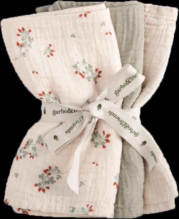 Garbo & Friends 3 Pack muslin muslin cloths Clover (40 cm, 40 cm)
