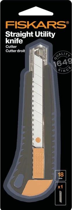 Actual product image Fiskars Cutter knife with metal guide, 18 mm, orange/black, 1003749 (Cutters)