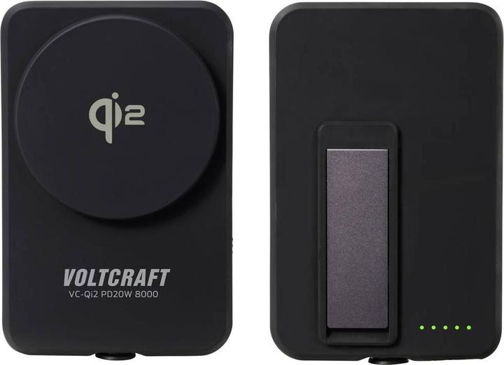 Actual product image Voltcraft VC-Qi2 PD20W 8000 Powerbank 8000 mAh Fast Charge LiPo Black Statusa (8000 mAh)