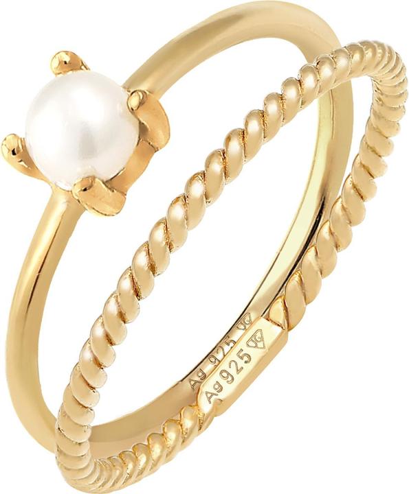 Image du produit Elli PREMIUM Bague Set Perle Twisted 925 Argent (56, Argent 925)