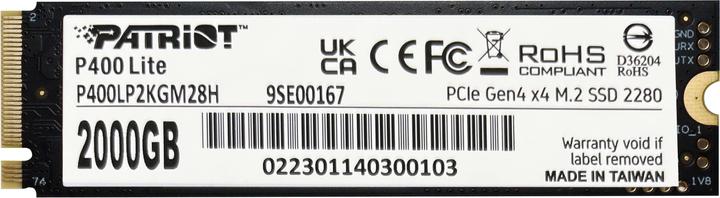 Actual product image Patriot P400 Lite (2000 GB, M.2 2280)