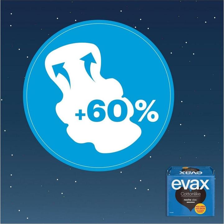 Produktbild Evax Cottonlike Nacht Damenbinden mit Flügeln 9 Stück (9 x, Damenbinden)