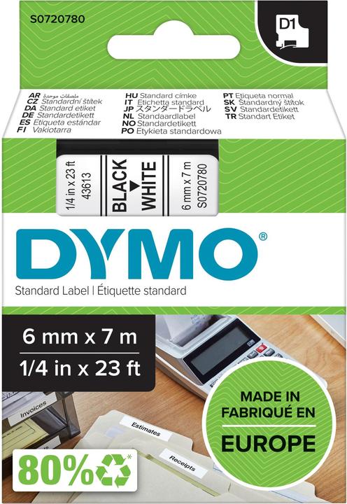 Produktbild Dymo S0720780 Standardband (0.60 cm, Schwarz)