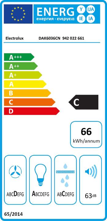 Energy Label Electrolux DAK6036CN (Flat-screen hood)
