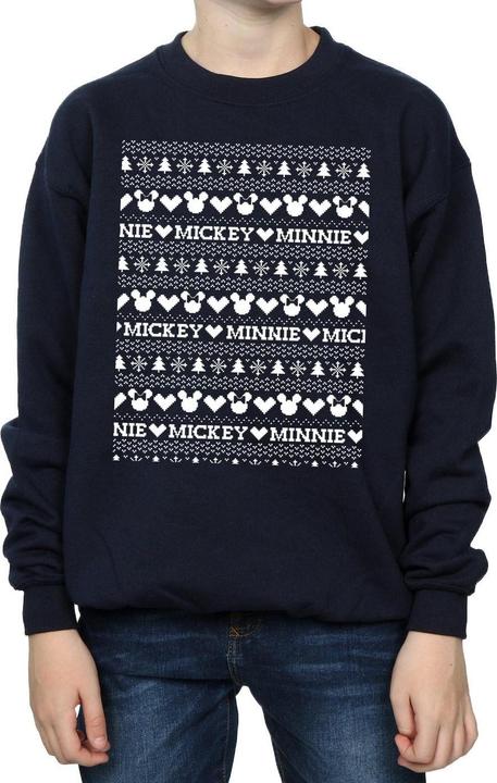 Actual product image Disney Boys Mickey And Minnie Christmas Fair Isle Sweatshirt (128)